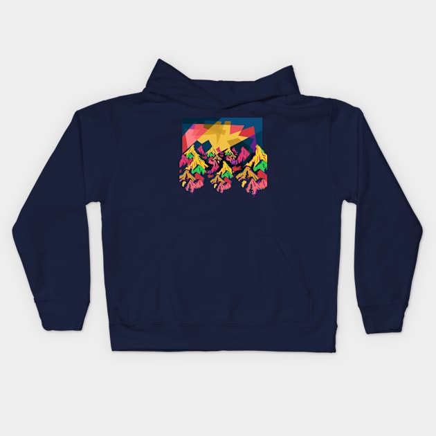 Montain Colorfully Kids Hoodie by Shuriken